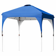 Costway - 6.6 x 6.6 FT Pop Up Height Adjustable Canopy Tent with Roller Bag-Blue