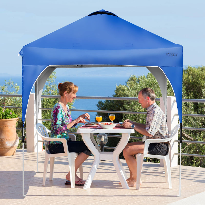 Costway - 6.6 x 6.6 FT Pop Up Height Adjustable Canopy Tent with Roller Bag-Blue