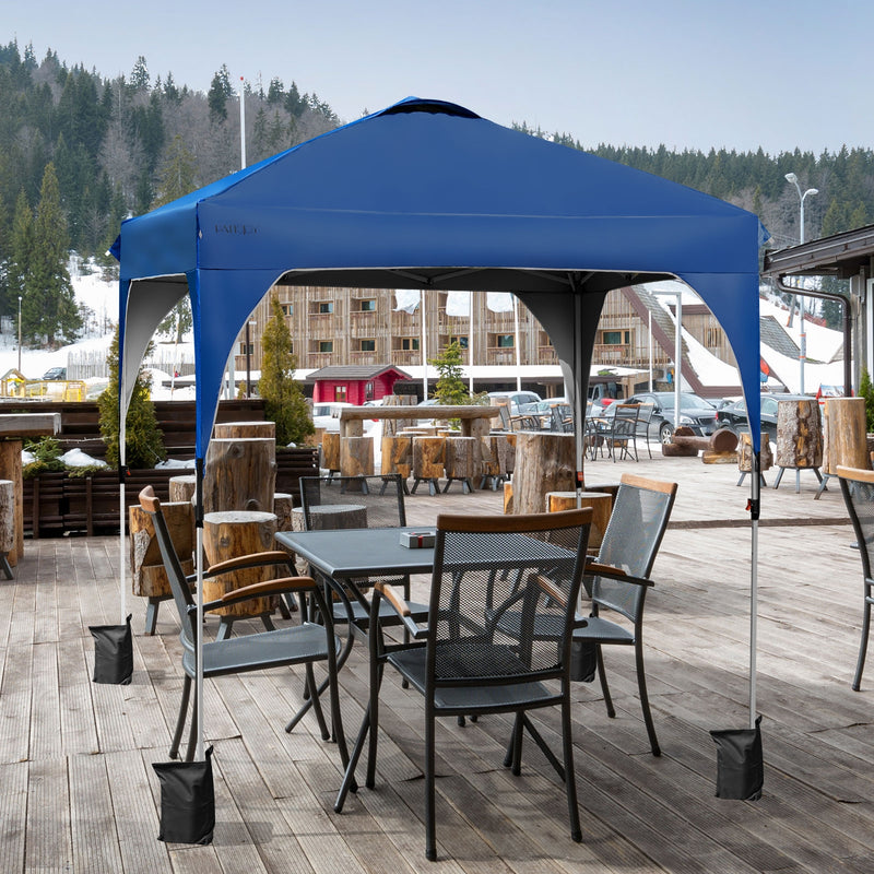 Costway - 6.6 x 6.6 FT Pop Up Height Adjustable Canopy Tent with Roller Bag-Blue