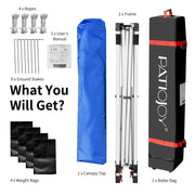 Costway - 6.6 x 6.6 FT Pop Up Height Adjustable Canopy Tent with Roller Bag-Blue