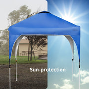 Costway - 6.6 x 6.6 FT Pop Up Height Adjustable Canopy Tent with Roller Bag-Blue