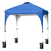 Costway - 6.6 x 6.6 FT Pop Up Height Adjustable Canopy Tent with Roller Bag-Blue