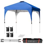 Costway - 6.6 x 6.6 FT Pop Up Height Adjustable Canopy Tent with Roller Bag-Blue