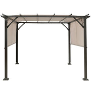 Costway - 10 x 10 Feet Metal Frame Patio Furniture Shelter-Beige