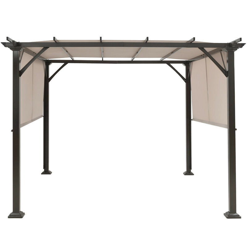 Costway - 10 x 10 Feet Metal Frame Patio Furniture Shelter-Beige