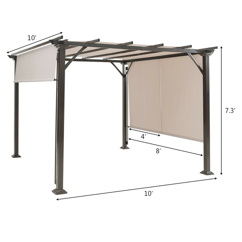 Costway - 10 x 10 Feet Metal Frame Patio Furniture Shelter-Beige