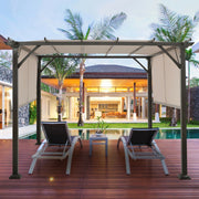Costway - 10 x 10 Feet Metal Frame Patio Furniture Shelter-Beige