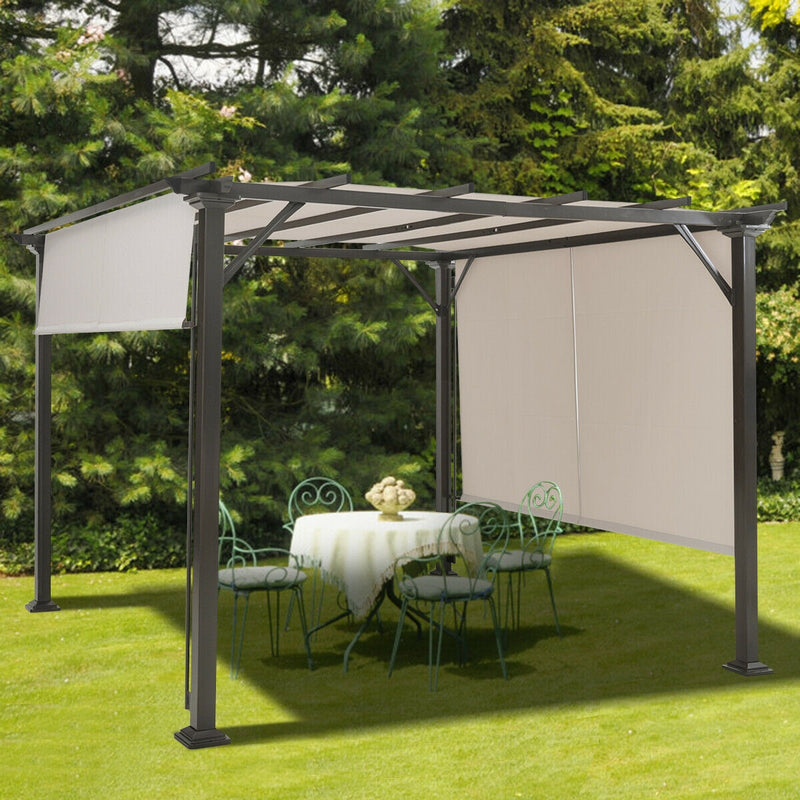 Costway - 10 x 10 Feet Metal Frame Patio Furniture Shelter-Beige