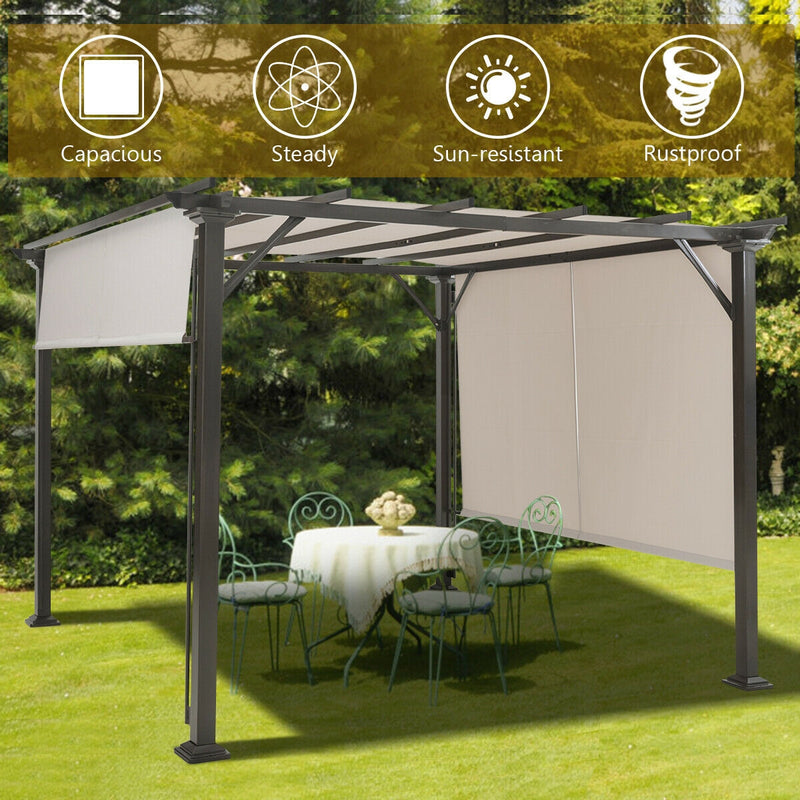 Costway - 10 x 10 Feet Metal Frame Patio Furniture Shelter-Beige