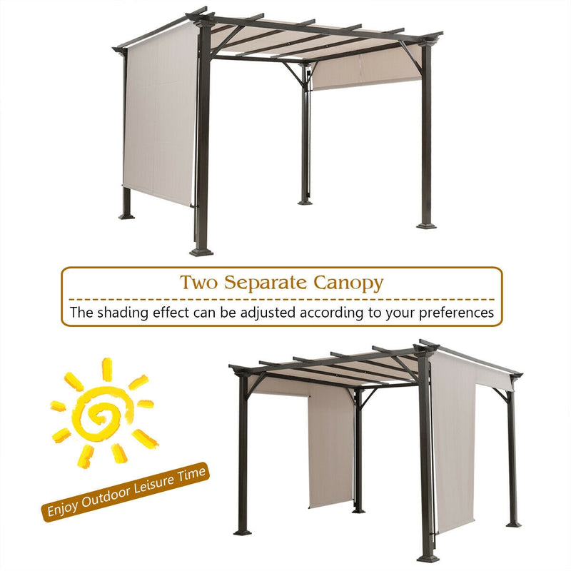 Costway - 10 x 10 Feet Metal Frame Patio Furniture Shelter-Beige