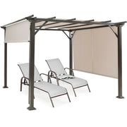 Costway - 10 x 10 Feet Metal Frame Patio Furniture Shelter-Beige