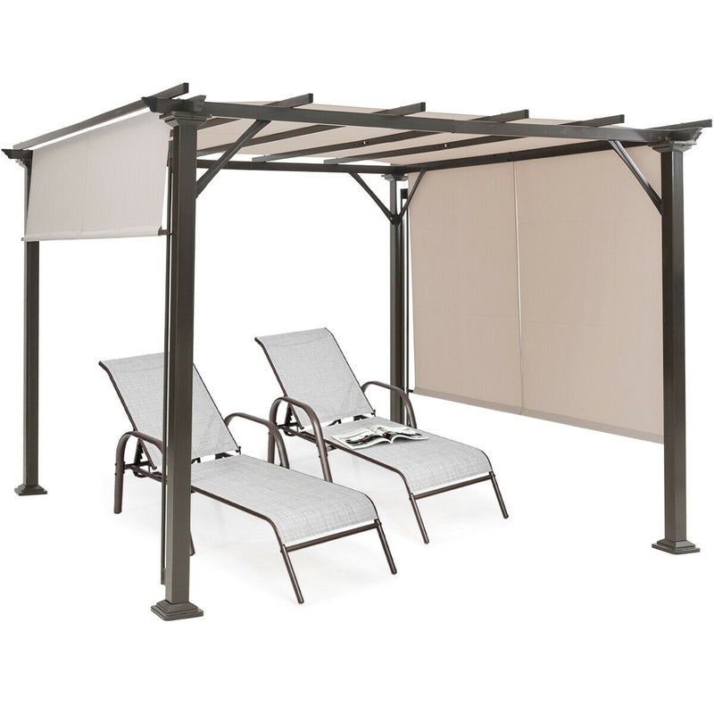 Costway - 10 x 10 Feet Metal Frame Patio Furniture Shelter-Beige