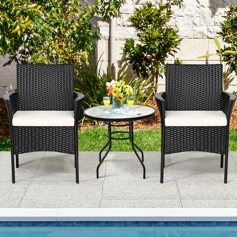 Costway - 2 Pieces Patio Wicker Chairs with Cozy Seat Cushions
