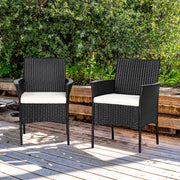 Costway - 2 Pieces Patio Wicker Chairs with Cozy Seat Cushions