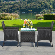 Costway - 2 Pieces Patio Wicker Chairs with Cozy Seat Cushions