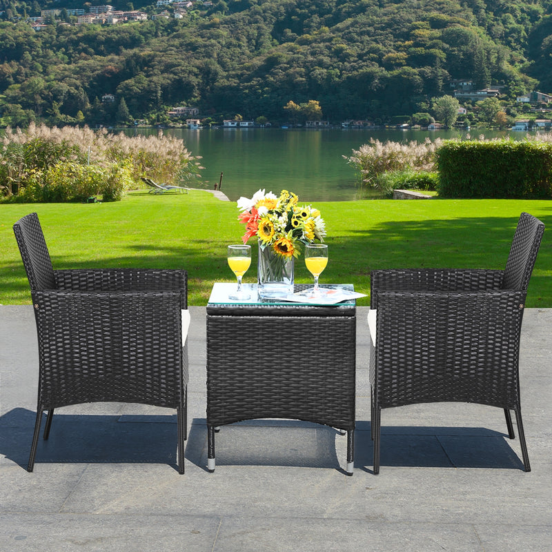 Costway - 2 Pieces Patio Wicker Chairs with Cozy Seat Cushions