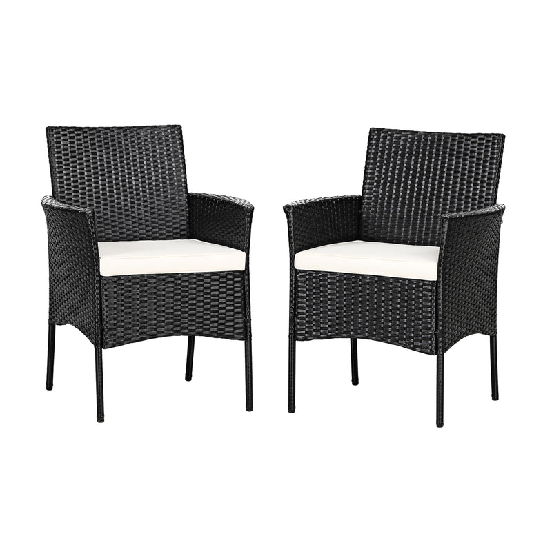 Costway - 2 Pieces Patio Wicker Chairs with Cozy Seat Cushions