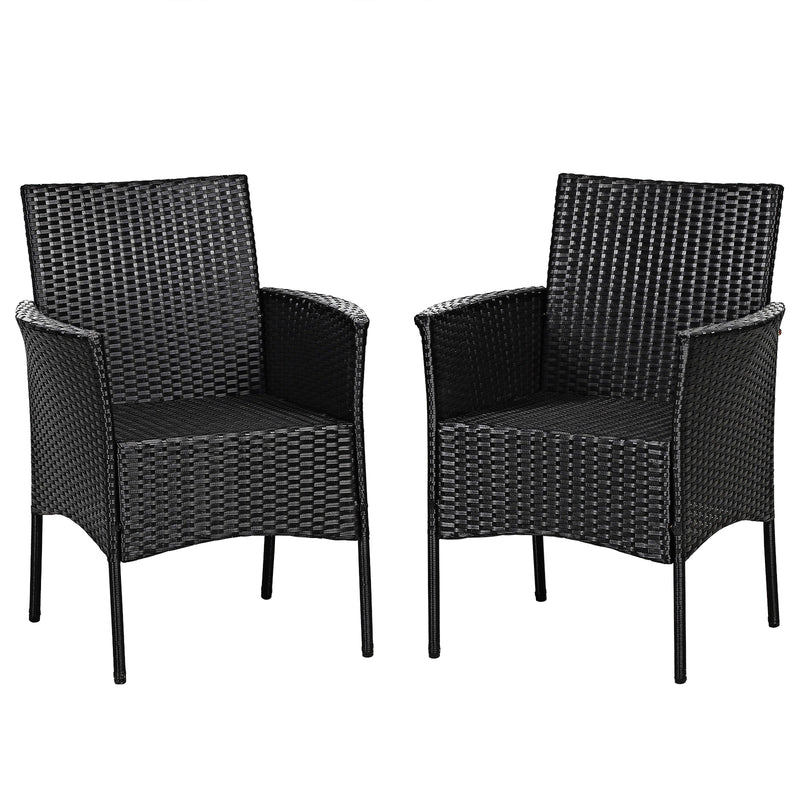Costway - 2 Pieces Patio Wicker Chairs with Cozy Seat Cushions