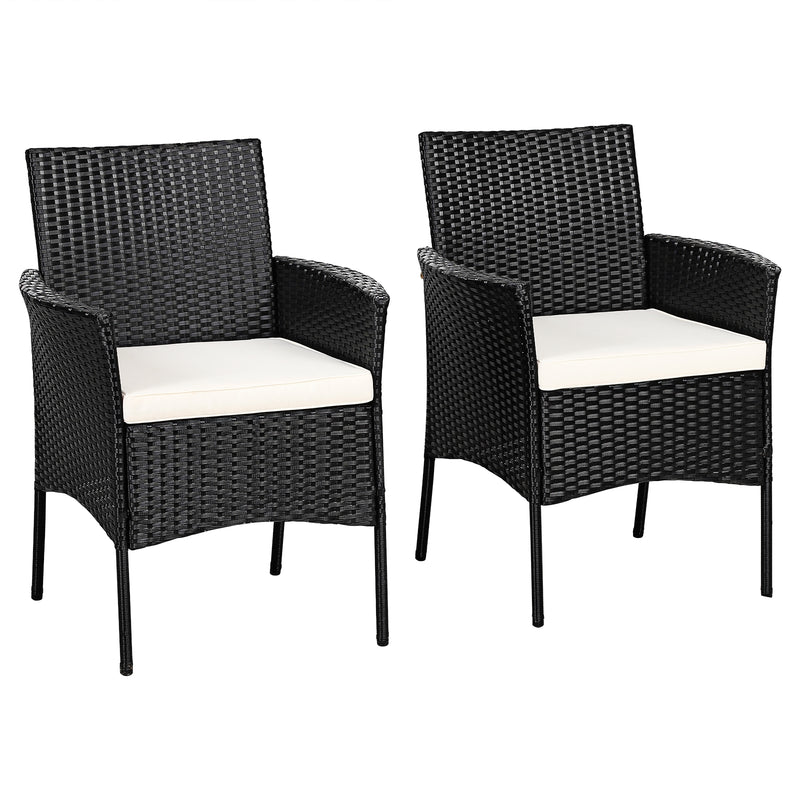 Costway - 2 Pieces Patio Wicker Chairs with Cozy Seat Cushions