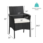 Costway - 2 Pieces Patio Wicker Chairs with Cozy Seat Cushions