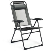Costway - 4 Pieces Patio Garden Adjustable Reclining Folding Chairs with Headrest-Gray