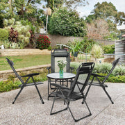 Costway - 4 Pieces Patio Garden Adjustable Reclining Folding Chairs with Headrest-Gray