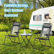 Costway - 4 Pieces Patio Garden Adjustable Reclining Folding Chairs with Headrest-Gray