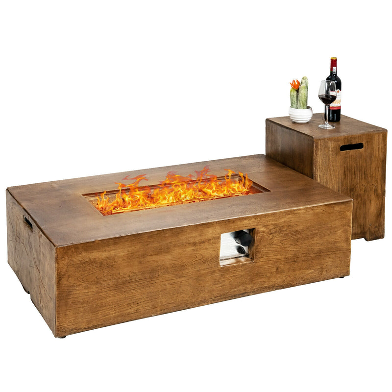 Costway - 2 Pieces Outdoor Propane Fire Pit Table Set