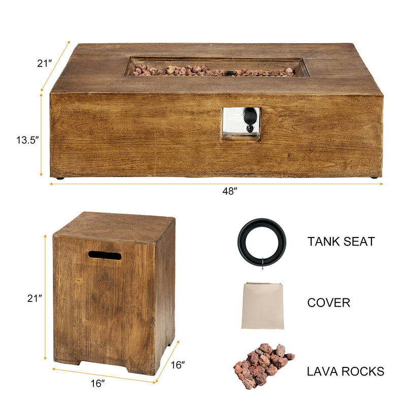 Costway - 2 Pieces Outdoor Propane Fire Pit Table Set