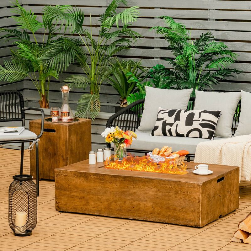 Costway - 2 Pieces Outdoor Propane Fire Pit Table Set