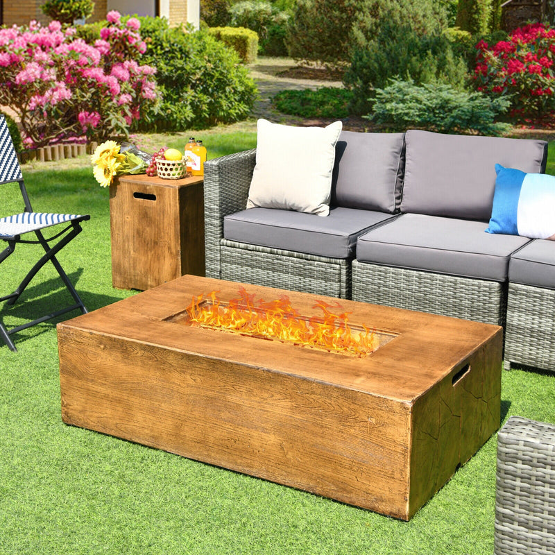 Costway - 2 Pieces Outdoor Propane Fire Pit Table Set