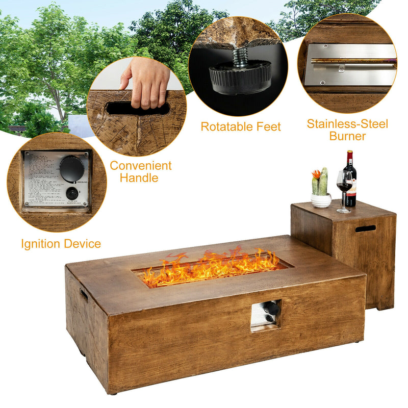 Costway - 2 Pieces Outdoor Propane Fire Pit Table Set