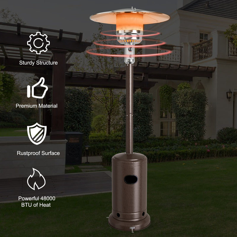 Costway - 48000 BTU Stainless Steel Propane Patio Heater with Trip over Protection-Bronze