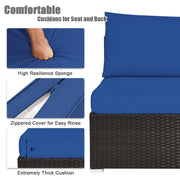 Costway - 6 Pieces Outdoor Patio Rattan Furniture Set Sofa Ottoman