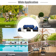 Costway - 6 Pieces Outdoor Patio Rattan Furniture Set Sofa Ottoman