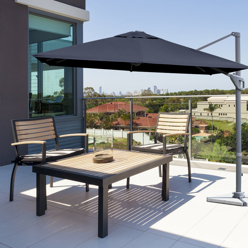 Costway - 10 x 10 Feet Patio Offset Cantilever Umbrella with Aluminum 360-degree Rotation Tilt-Navy