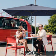 Costway - 10 x 10 Feet Patio Offset Cantilever Umbrella with Aluminum 360-degree Rotation Tilt-Navy