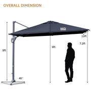 Costway - 10 x 10 Feet Patio Offset Cantilever Umbrella with Aluminum 360-degree Rotation Tilt-Navy