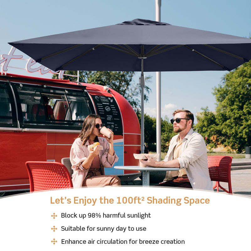 Costway - 10 x 10 Feet Patio Offset Cantilever Umbrella with Aluminum 360-degree Rotation Tilt-Navy
