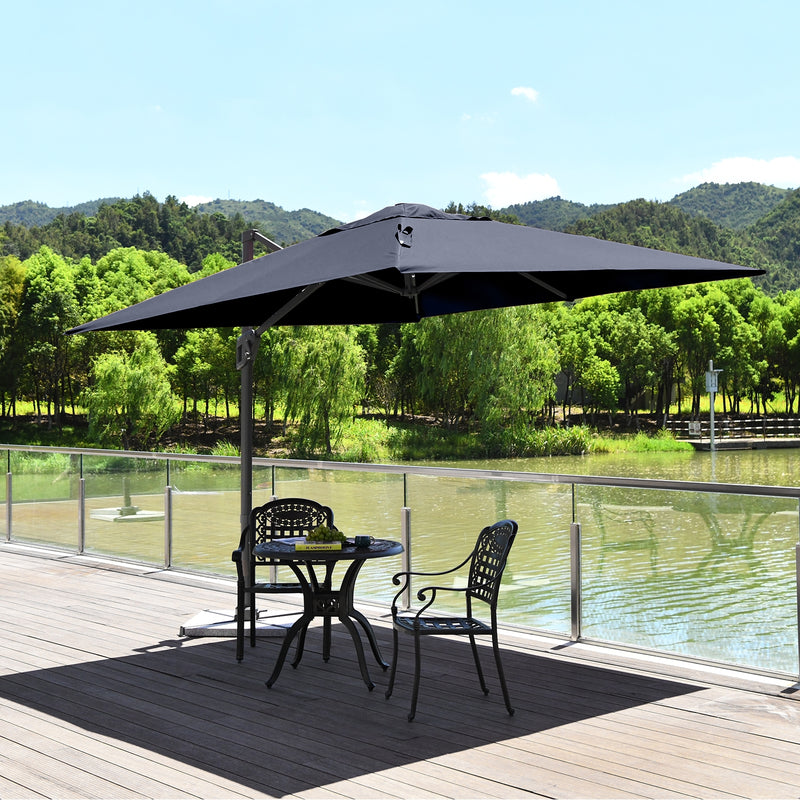 Costway - 10 x 10 Feet Patio Offset Cantilever Umbrella with Aluminum 360-degree Rotation Tilt-Navy