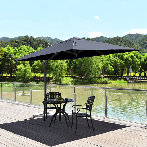 Costway - 10 x 10 Feet Patio Offset Cantilever Umbrella with Aluminum 360-degree Rotation Tilt-Navy