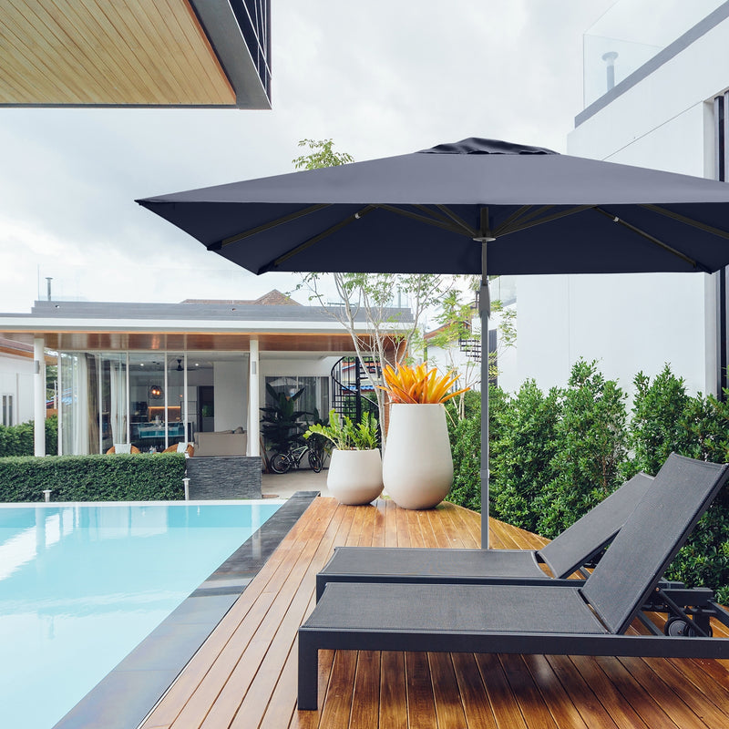 Costway - 10 x 10 Feet Patio Offset Cantilever Umbrella with Aluminum 360-degree Rotation Tilt-Navy