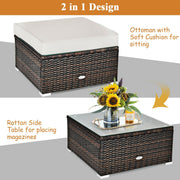 Costway - 6 Pieces Patio Rattan Furniture Set with Sectional Cushion-White