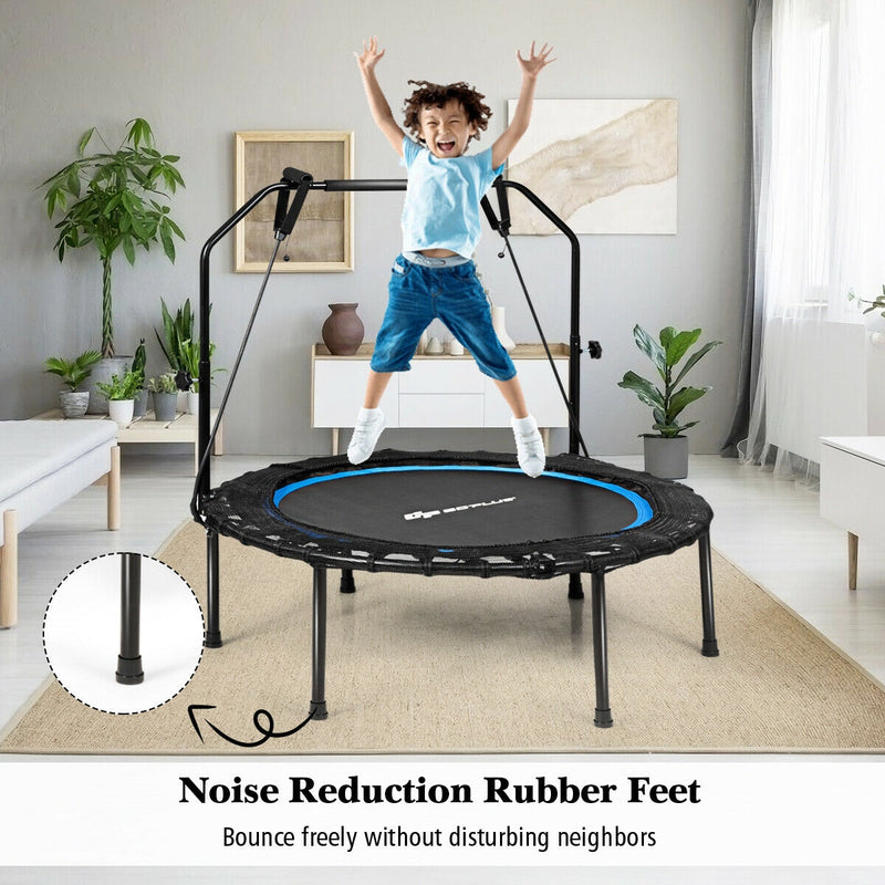 Costway - 40 Inch Foldable Fitness Rebounder with Resistance Bands Adjustable Home-Blue