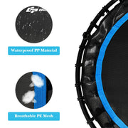 Costway - 40 Inch Foldable Fitness Rebounder with Resistance Bands Adjustable Home-Blue