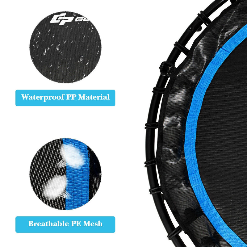 Costway - 40 Inch Foldable Fitness Rebounder with Resistance Bands Adjustable Home-Blue