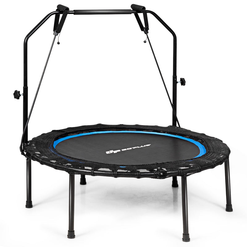 Costway - 40 Inch Foldable Fitness Rebounder with Resistance Bands Adjustable Home-Blue