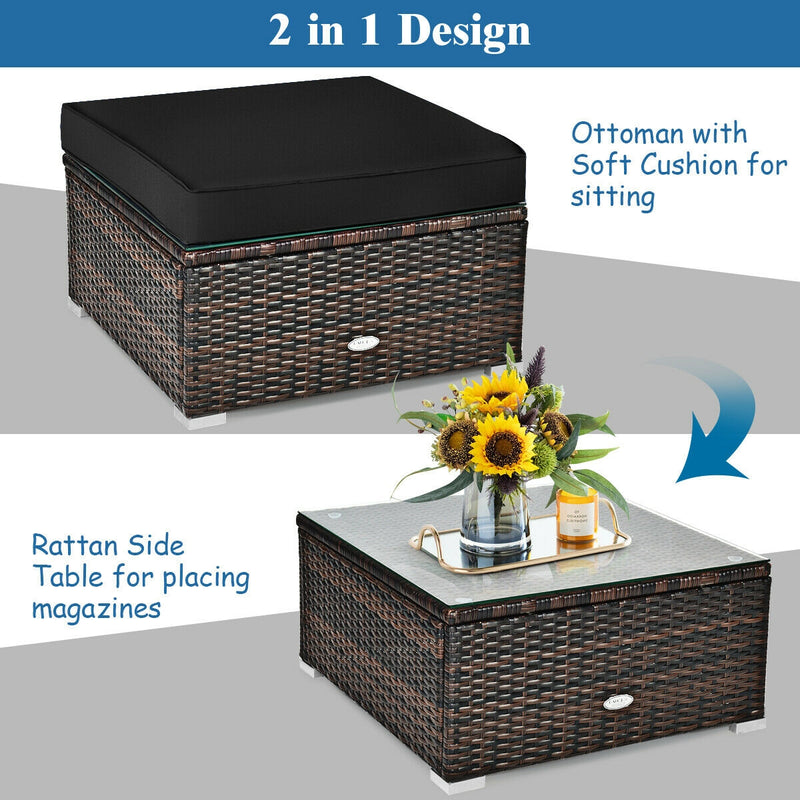 Costway - 6 Pieces Patio Rattan Furniture Set with Sectional Cushion-Black