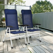Costway - 2Pcs Patio Dining Chair with Adjust Portable Headrest-Blue