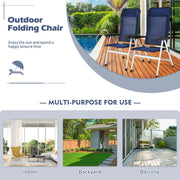Costway - 2Pcs Patio Dining Chair with Adjust Portable Headrest-Blue